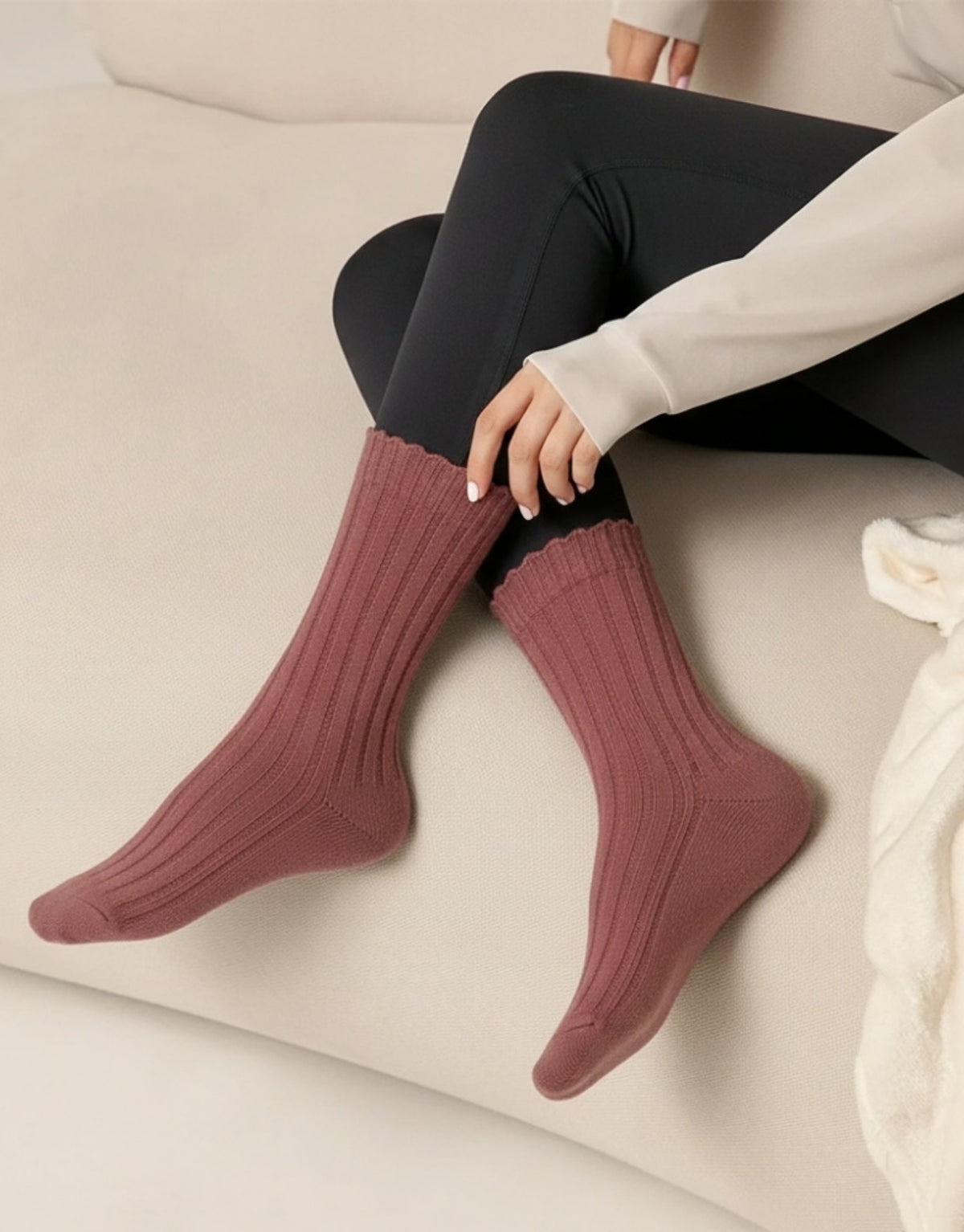 Wollsocken 2er Set von Snocks in den Farben Mauve Wine 