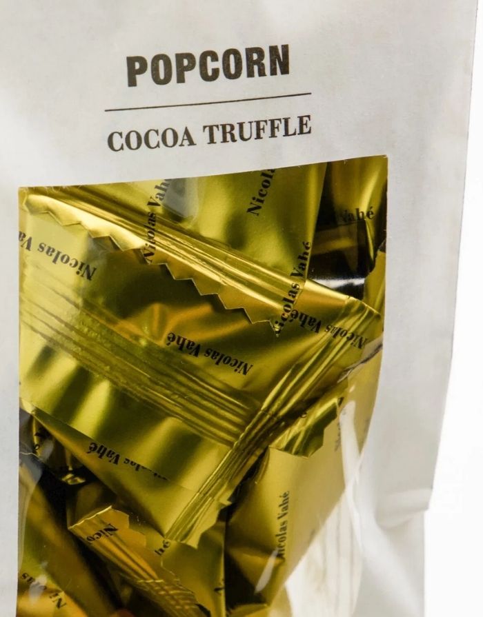 Nicolas Vahé Kakao Trüffel Popcorn – cremige Schokoladentrüffel mit knusprigen Popcornstücken.