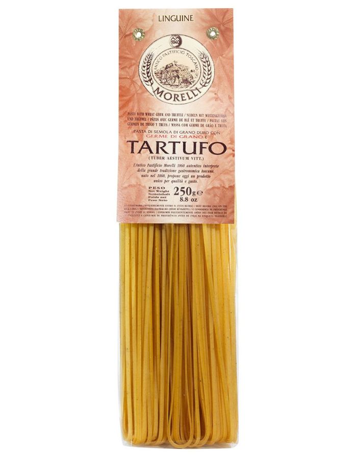 Morelli Truffle Linguine mit Sommertrüffel und Weizenkeimen, italienische Gourmet Pasta für cremige Saucen und feine Pilzgerichte