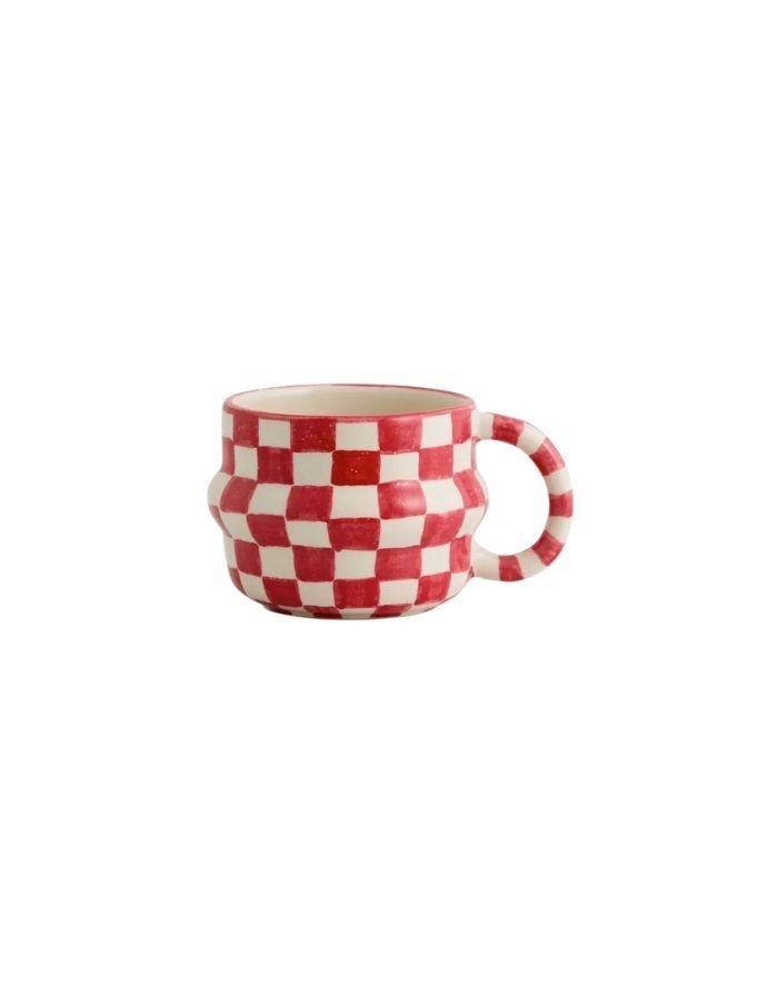 Rot weiß karierter Becher von Nordal mit Henkel