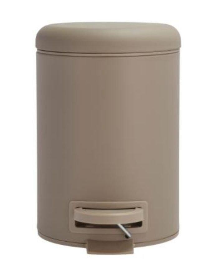 Pedaleimer Mono in Taupe von Södahl: kleiner Eimer mit Soft-Close-Deckel, Pedal und herausnehmbarem Plastikeinsatz, 3 Liter Fassungsvermögen.
