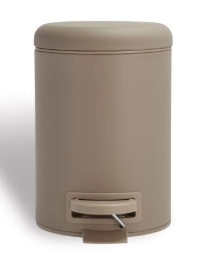Pedaleimer Mono in Taupe von Södahl: kleiner Eimer mit Soft-Close-Deckel, Pedal und herausnehmbarem Plastikeinsatz, 3 Liter Fassungsvermögen.
