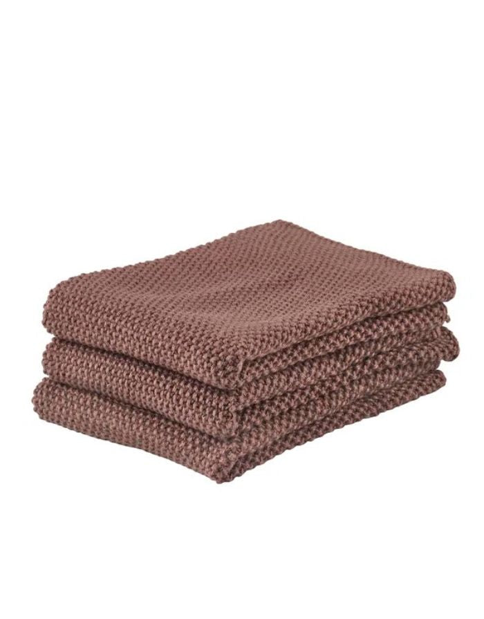 Zone Denmark Reinigungstücher aus 100 Prozent Baumwolle im 3er Set, gestrickte Spültücher ohne Mikroplastik für Küche und Haushalt, 27 x 27 cm in der Farbe Brown