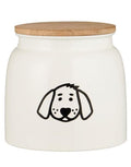 Weiße Hundefutterdose von Ib Laursen mit Hundemotiv und Holzdeckel, 2,2 Liter, 15,5 cm hoch, 16 cm Durchmesser