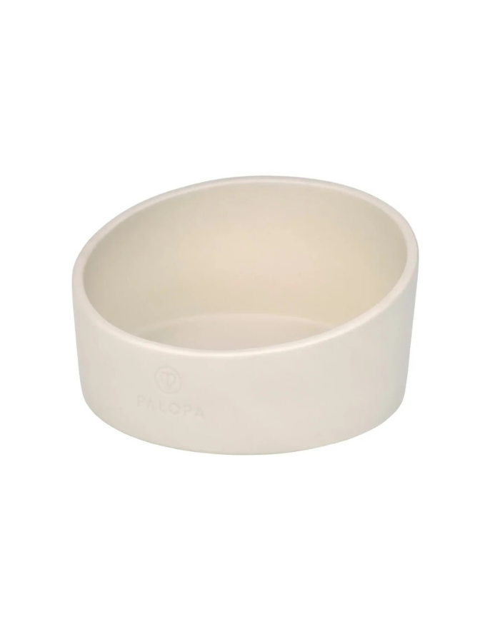 PALOPA Hundenapf Cali in Beige aus Porzellan mit asymmetrischem Design und rutschfesten Silikonnoppen