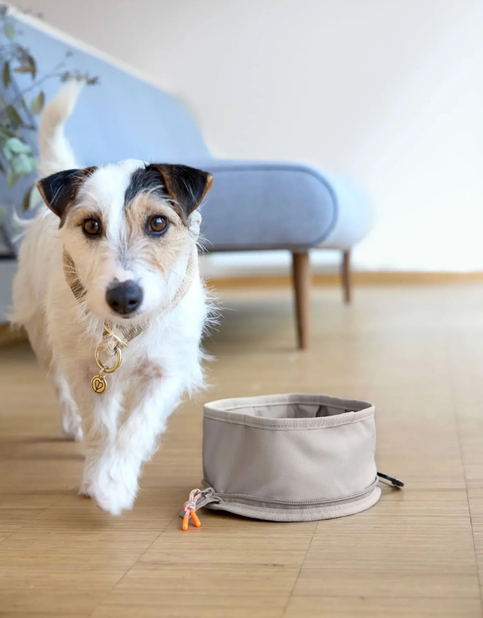 PALOPA Reisenapf Tura in Taupe aus recyceltem Polyester mit Reißverschluss und Karabiner