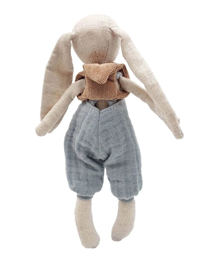 Mea Lini Stofftier Hase Hugo klein aus Leinen und Baumwolle in natürlichen Pastelltönen.