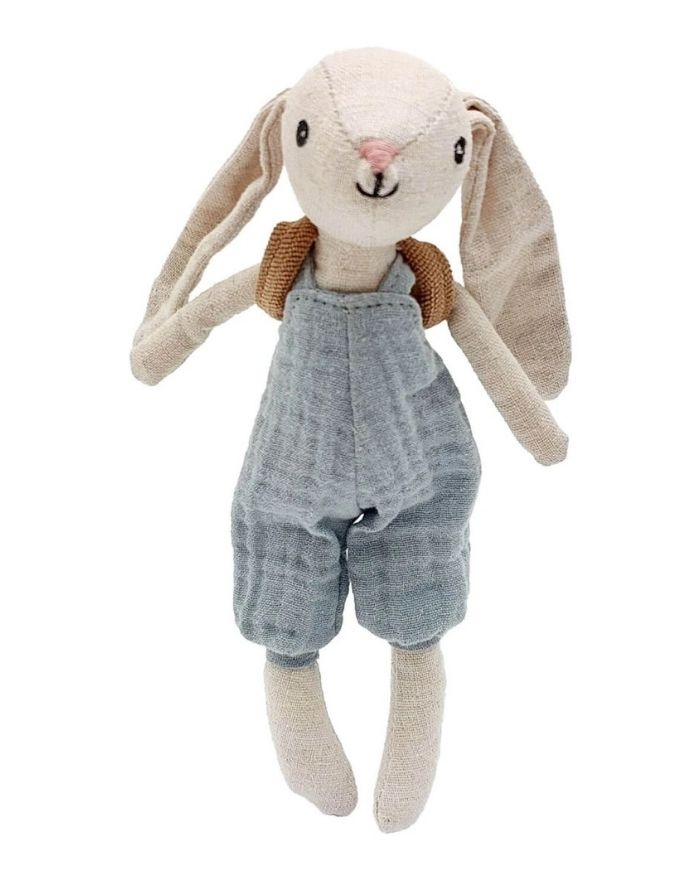 Mea Lini Stofftier Hase Hugo klein aus Leinen und Baumwolle in natürlichen Pastelltönen.