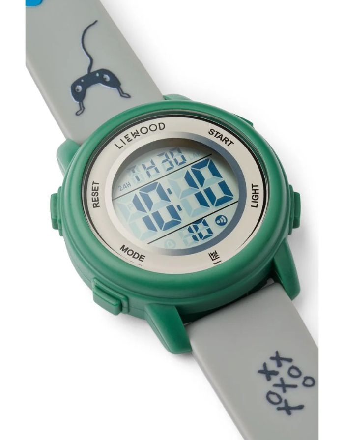 Digitale Kinderarmbanduhr SUSSI von Liewood mit bunten Details, Silikonarmband und Digitalanzeige.
