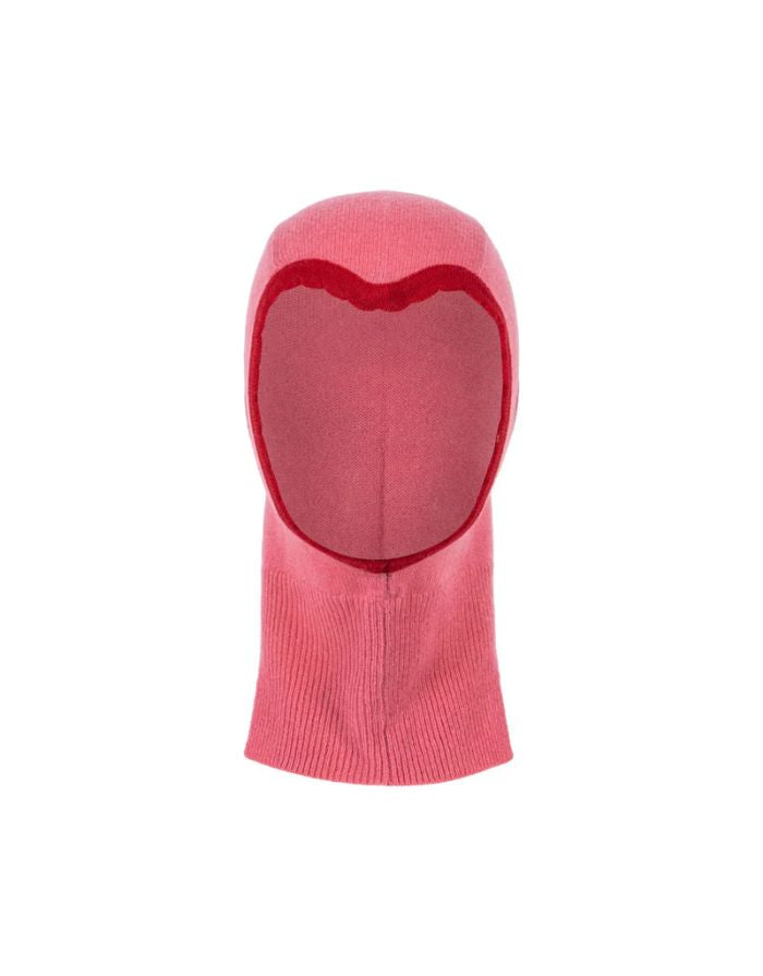Warme Balaclava Colette in Pink von Konges Sløjd aus 100 % Wolle mit klassischen Rippensäumen.