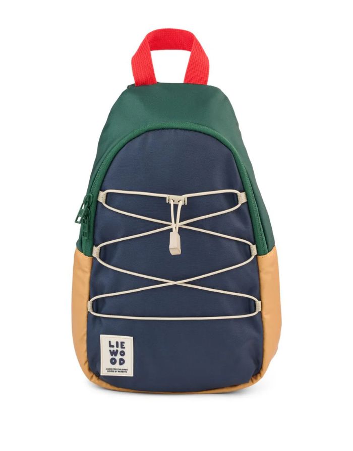 Liewood Ein-Schulter-Rucksack Phoenix in Classic Navy Multi Mix mit verstellbarem Schultergurt und 5 Litern Fassungsvermögen von vorne.