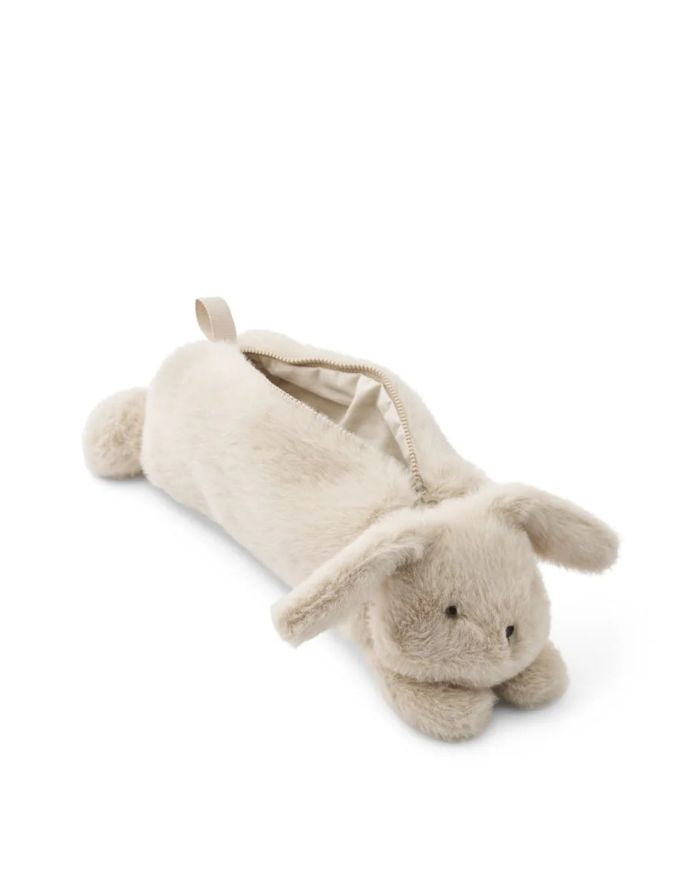 Weiches Liewood Federmäppchen Dalina in Pale Tuscany mit niedlichen Kaninchendetails und Reißverschluss geöffnet