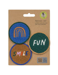 LÄSSIG Patches Set Little Gang Smile Fun mit Smiley- und FUN-Motiv aus 100 % Polyester, zum individuellen Gestalten von Taschen und Rucksäcken.