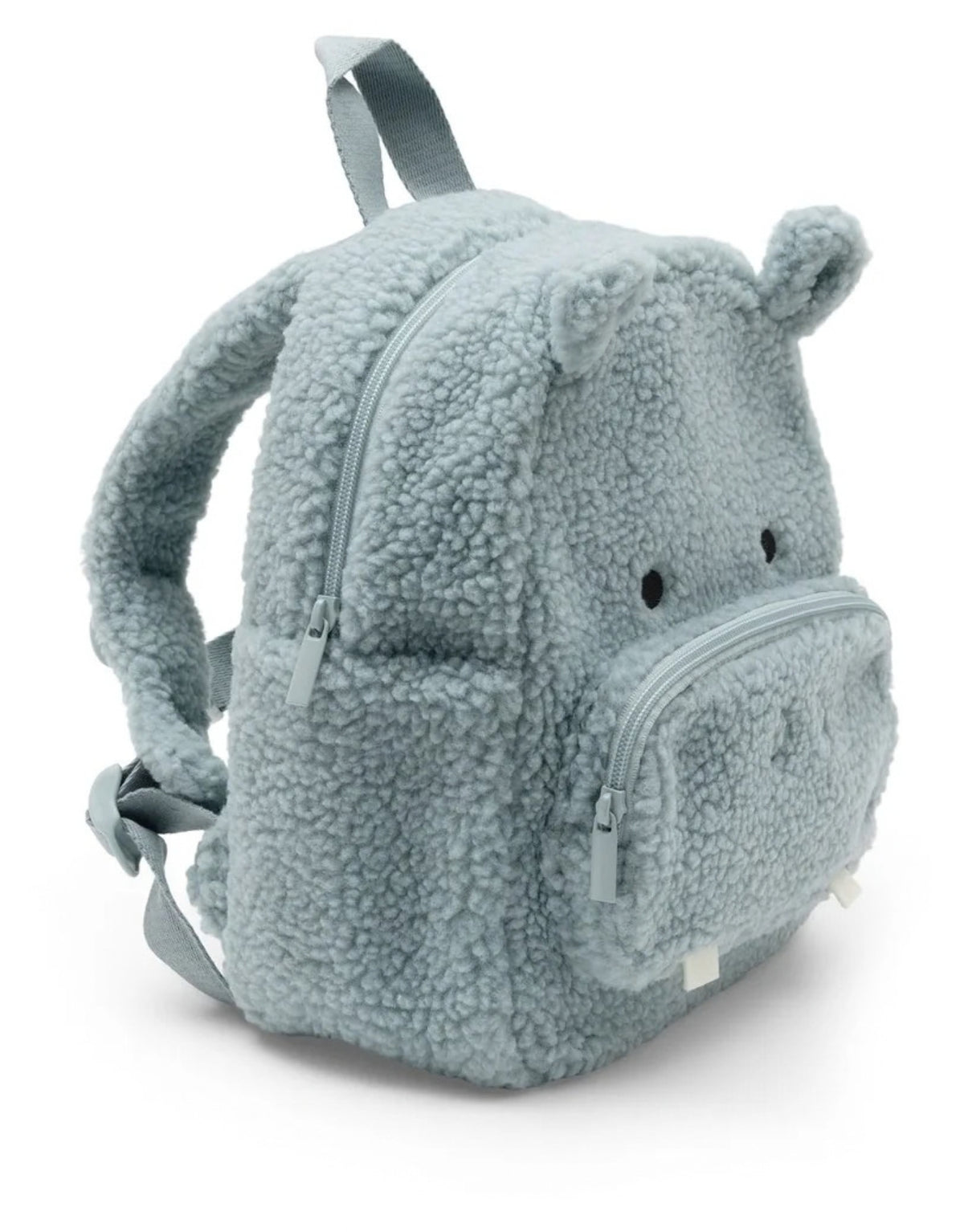 Kinder-Rucksack Hippo Happy von Jollein im niedlichen Nilpferd-Design für Kita, Ausflüge und kleine Abenteuer als Freisteller von der Seite