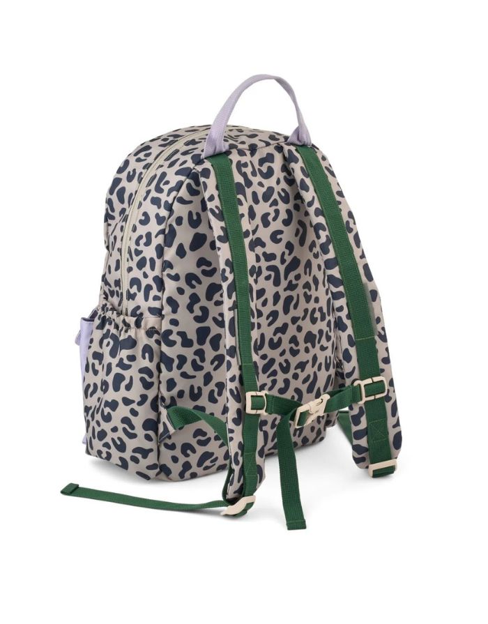 Liewood Rucksack Lennon in Mega Leo Mist Mix  mit Laptopfach, Flaschentasche und gepolsterten Schultergurten von hinten