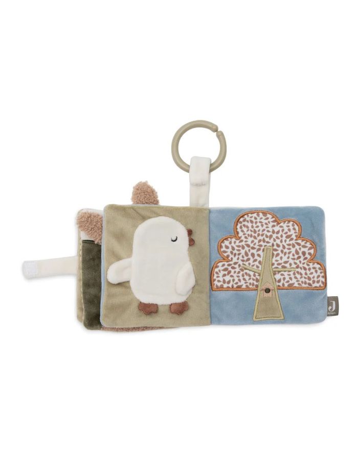 Jollein Aktivitäts-Stoffbuch „Tiny Park“ – weiches Babybuch mit Tiermotiven, Knisterelementen, Spiegel und Bäumchen, CE-zertifiziert.
