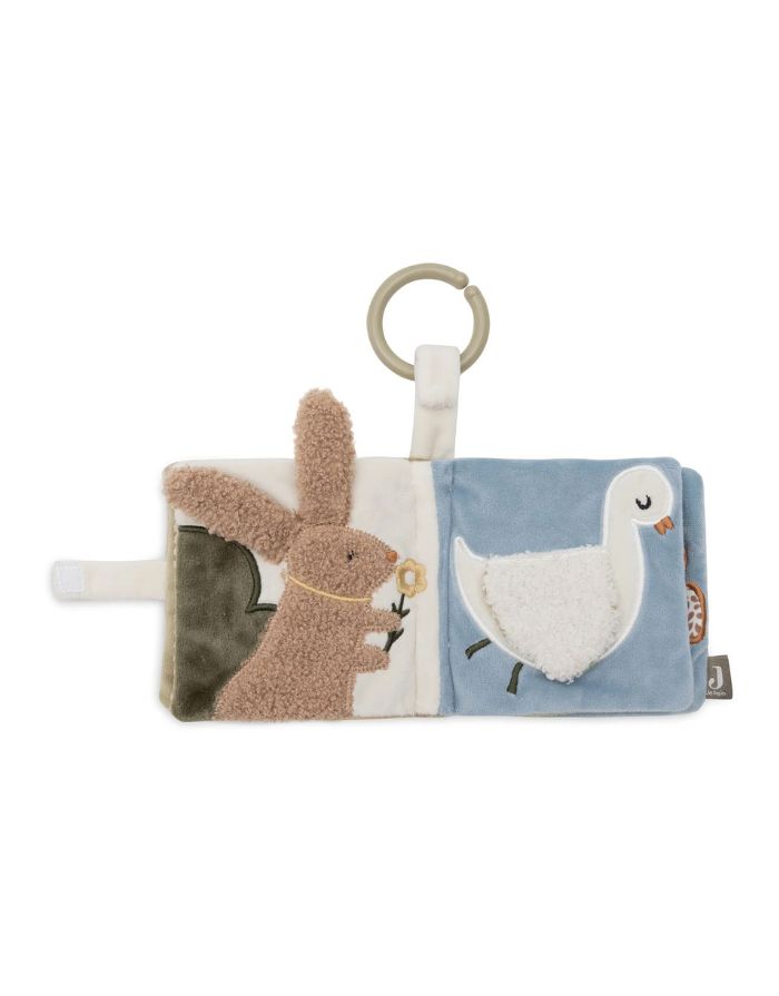 Jollein Aktivitäts-Stoffbuch „Tiny Park“ – weiches Babybuch mit Tiermotiven, Knisterelementen, Spiegel und Bäumchen, CE-zertifiziert.