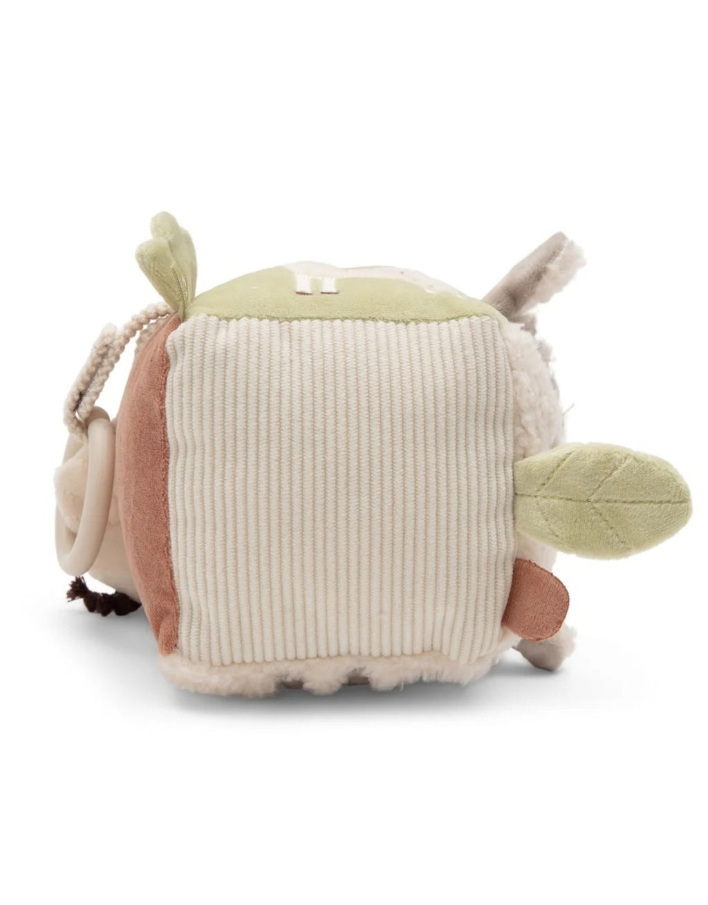 Weicher Aktivitäten-Würfel Barn Buddies von Jollein mit Bauernhoftieren, Spiegel, Knisterelementen und Glöckchen für Babys mit schlichter Seite