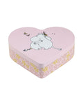 Muurla Metalldose Moomin Hug in Herzform in Rosa mit Moomintroll und Snorkmaiden Umarmung.