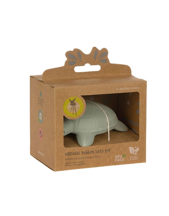 LÄSSIG Badewannenspielzeug Schildkröte aus BPA-freiem Naturkautschuk, weiche Form, integrierte Rassel, ideal für Babys und Kleinkinder, für Badewanne und Dusche.