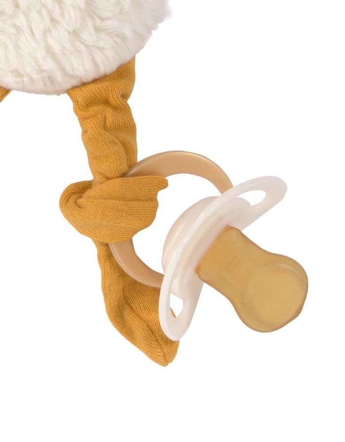 LÄSSIG Schnuffeltuch Tiny Farmer Gans aus weißer Bio-Baumwolle, mit Schnullerhalter an den Beinen, GOTS-zertifiziert, weiches Kuscheltuch für Babys ab 2 Monaten.