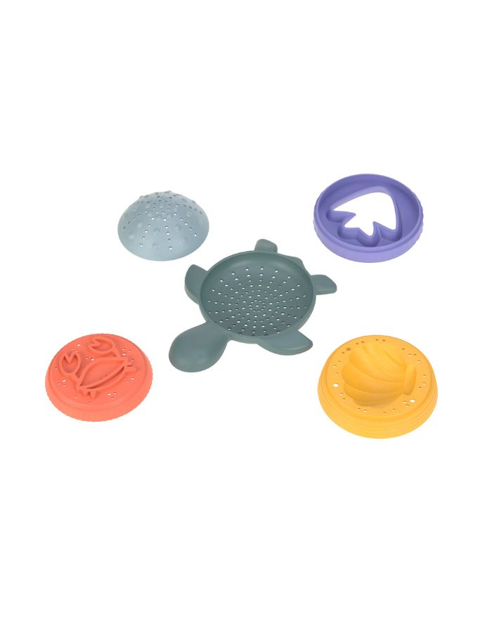 Buntes LÄSSIG Stapelspielzeug Schildkröte aus 5 Teilen, aus Biokomposit (Polypropylen & Cellulose), BPA-frei, für Kinder ab 18 Monaten, ideal für Sand und Wasser.
