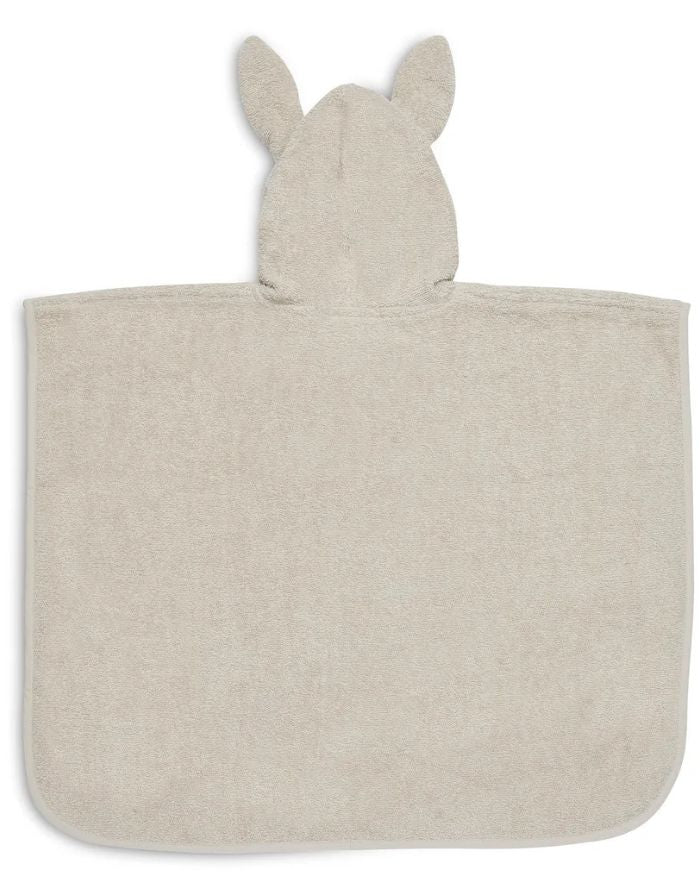 Jollein Badeponcho aus weichem Baumwollfrottee in der Farbe Nougat mit Kapuze.
