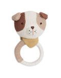 Jollein Beißring „Hund Mick“ – weicher Silikon-Beißring mit gestricktem Hundekopf, CE-zertifiziert, lindert Zahnungsschmerzen.