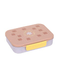 Bento Lunchbox von LÄSSIG in Rosa/Lila aus der Pattern Party Kollektion, mit Trennwänden, herausnehmbarem Einsatz und Silikondeckel – ideal für Kindergarten, Schule und Ausflüge.