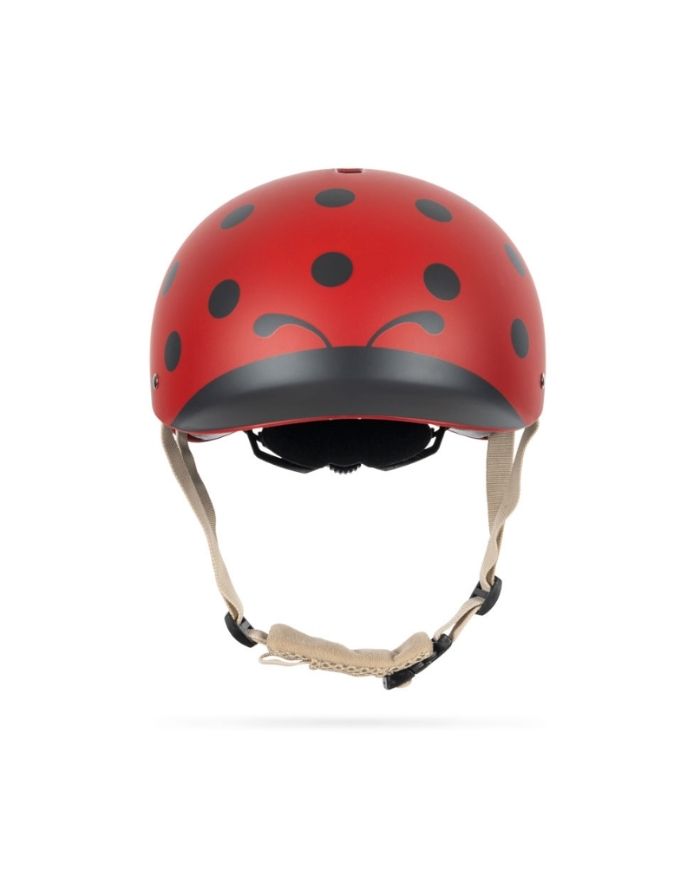 Konges Sløjd Kinder-Fahrradhelm Ladybug in Rosé mit Marienkäfer-Print, verstellbarem Verschluss, Visier und Belüftungsöffnungen