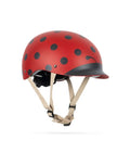 Konges Sløjd Kinder-Fahrradhelm Ladybug in Rosé mit Marienkäfer-Print, verstellbarem Verschluss, Visier und Belüftungsöffnungen