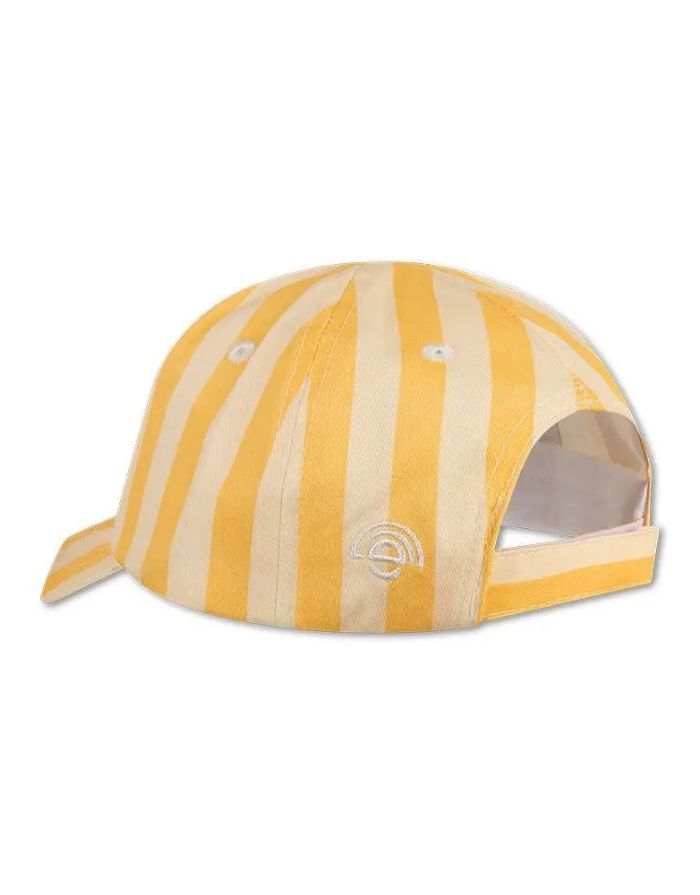 Gestreifte Cap Solmate von Swim Essentials in Weiß und Gelb mit gebogenem Schirm für sonnige Tage.