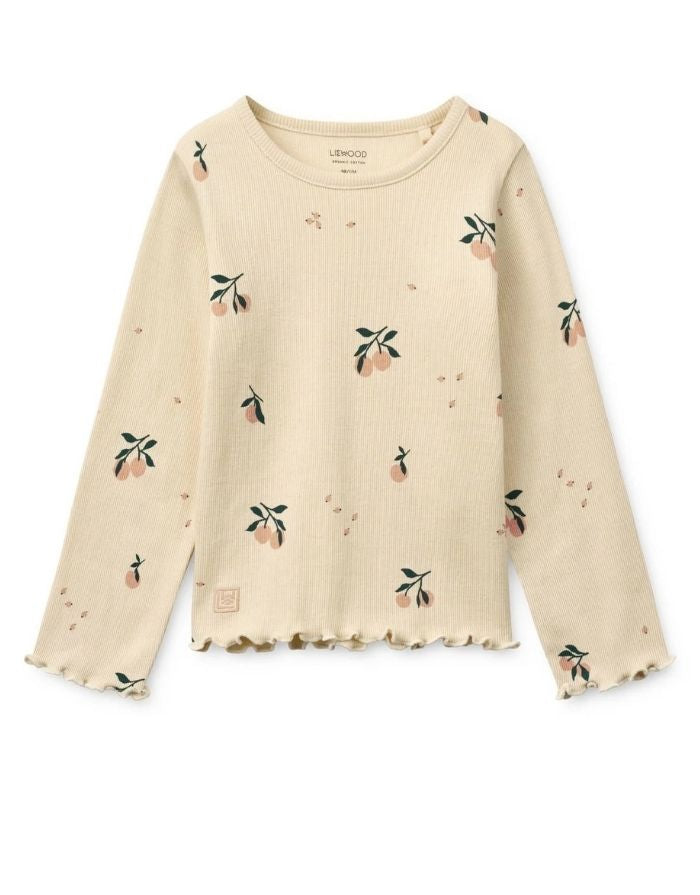 Geripptes NIEVE Langarmshirt aus Bio-Baumwolle in Peach und Sea Shell von Liewood