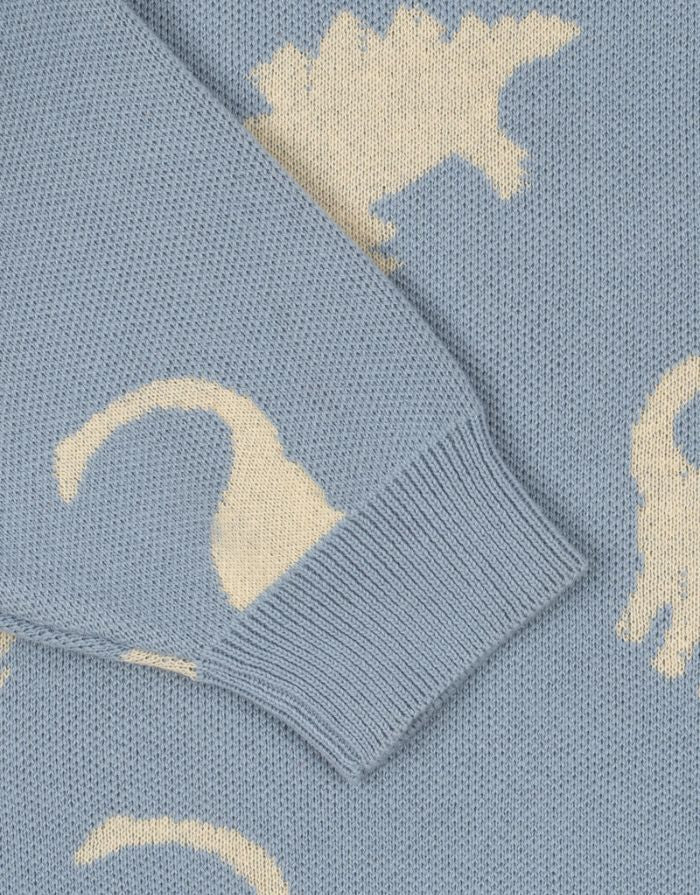 Konges Sløjd Pullover Lapis in Dino Mist aus 100 % Bio-Baumwolle mit breiten Rippsäumen und entspannter Passform.