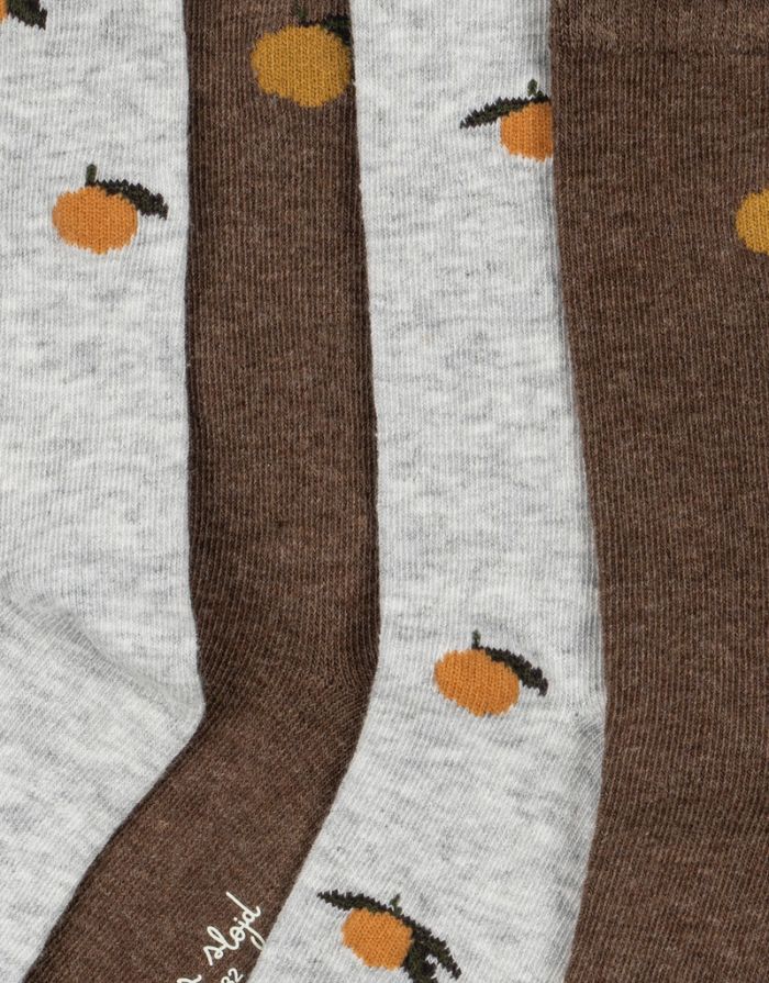Zwei Paar cremefarbene Kinder-Socken mit Lemon-Print und Rippenbündchen von Konges Sløjd.