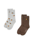 Zwei Paar cremefarbene Kinder-Socken mit Lemon-Print und Rippenbündchen von Konges Sløjd.