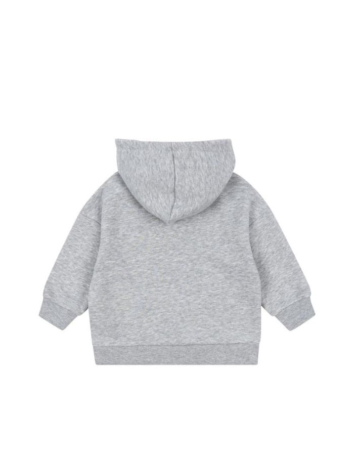 Grau-melangefarbene Lou Sweat Hood von Konges Sløjd mit lockerer Passform und Kapuze aus weicher Bio-Baumwolle.