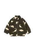 Teddyjacke Jody Dino Silhouette mit weißen Dinosauriern von Konges Sløjd als Freisteller von vorne