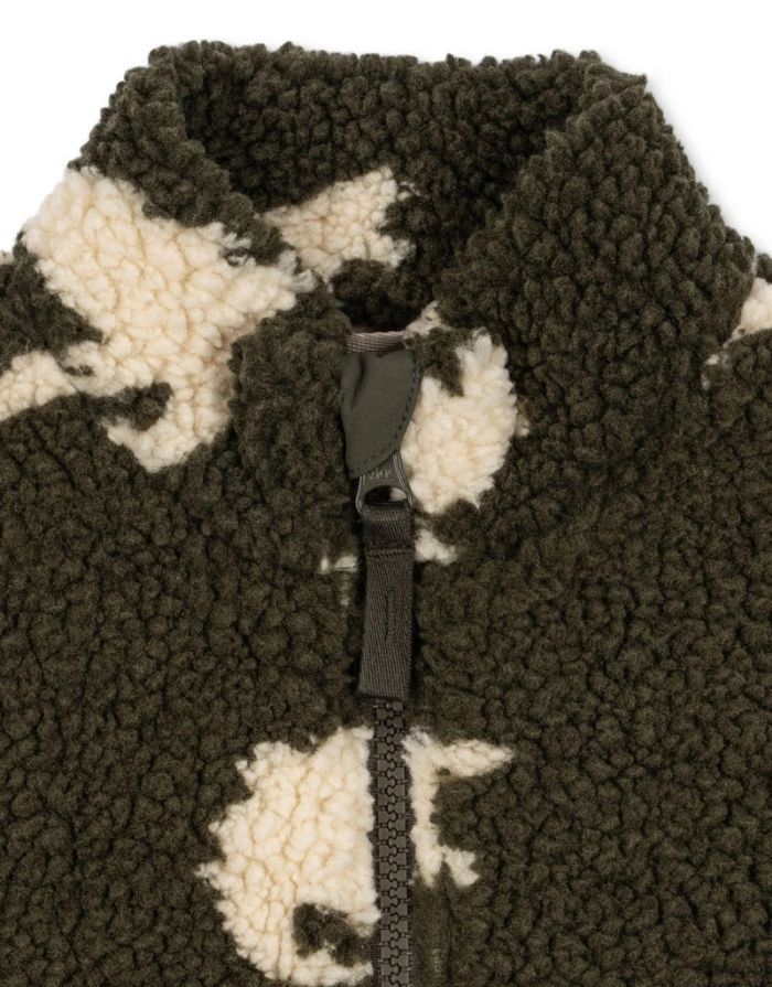 Teddyjacke Jody Dino Silhouette mit weißen Dinosauriern von Konges Sløjd Kragen im Detail