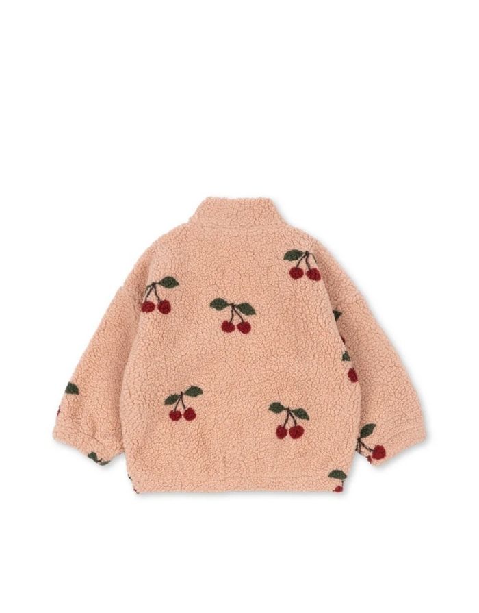 Teddyjacke Jody Ma Grande Cerise Blush in Rosa mit Kirschen von Konges Sløjd als Freisteller von hinten 