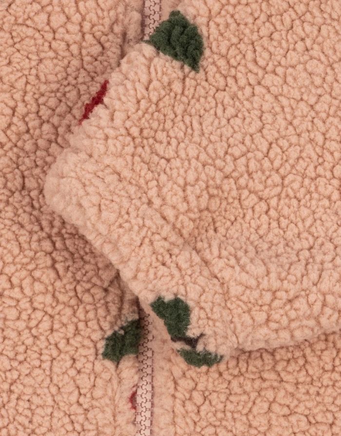 Teddyjacke Jody Ma Grande Cerise Blush in Rosa mit Kirschen von Konges Sløjd Ärmel im Detail
