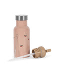 350ml Thermo Trinkflasche für Kinder von Konges Sløjd i Pink mit Kirschenmuster und Deckel mit Strohhalm