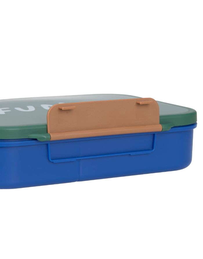LÄSSIG Bento Kinder Brotdose Little Gang in Grün mit Regenbogen-Motiv, Innenaufteilung mit Trenner und Dipfach, aus BPA-freiem Polypropylen, spülmaschinengeeignet.