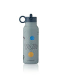 Liewood Trinkflasche Falk 350 ml in Play/Pusty Peppermint für Kinder mit auslaufsicherem Verschluss.