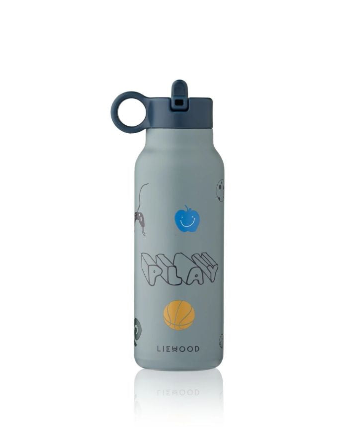 Liewood Trinkflasche Falk 350 ml in Play/Pusty Peppermint für Kinder mit auslaufsicherem Verschluss.
