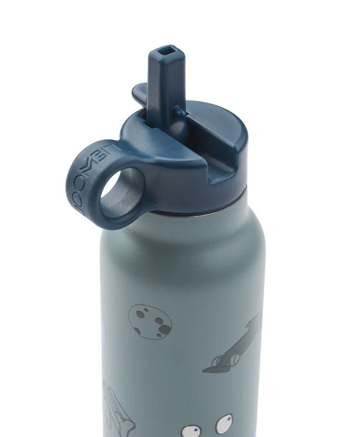 Liewood Trinkflasche Falk 350 ml in Play/Pusty Peppermint für Kinder mit auslaufsicherem Verschluss.