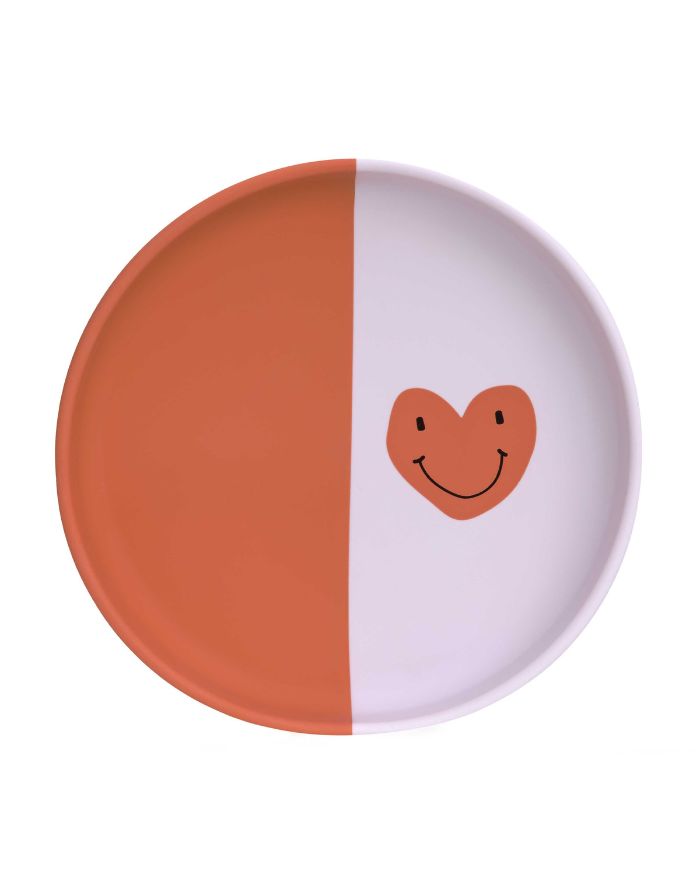 LÄSSIG Kinderteller Silikon Happy Rascals Heart, bruchfest, BPA-frei, flexibel, spülmaschinen- und mikrowellengeeignet, blau, ideal für Kinder ab 6 Monaten.
