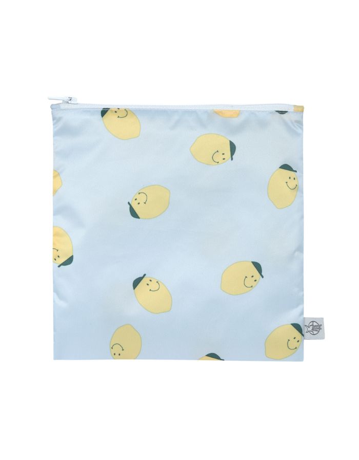 Wiederverwendbarer Frühstücksbeutel 2er Set für Kinder, Zitronen-Motiv, BPA-frei, wasserabweisend, 17 x 18 cm, Happy Fruits Kollektion von Lässig.