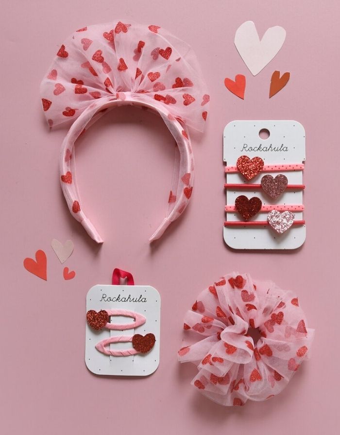 Haargummi 4er-Set I Love Heart Glitter
