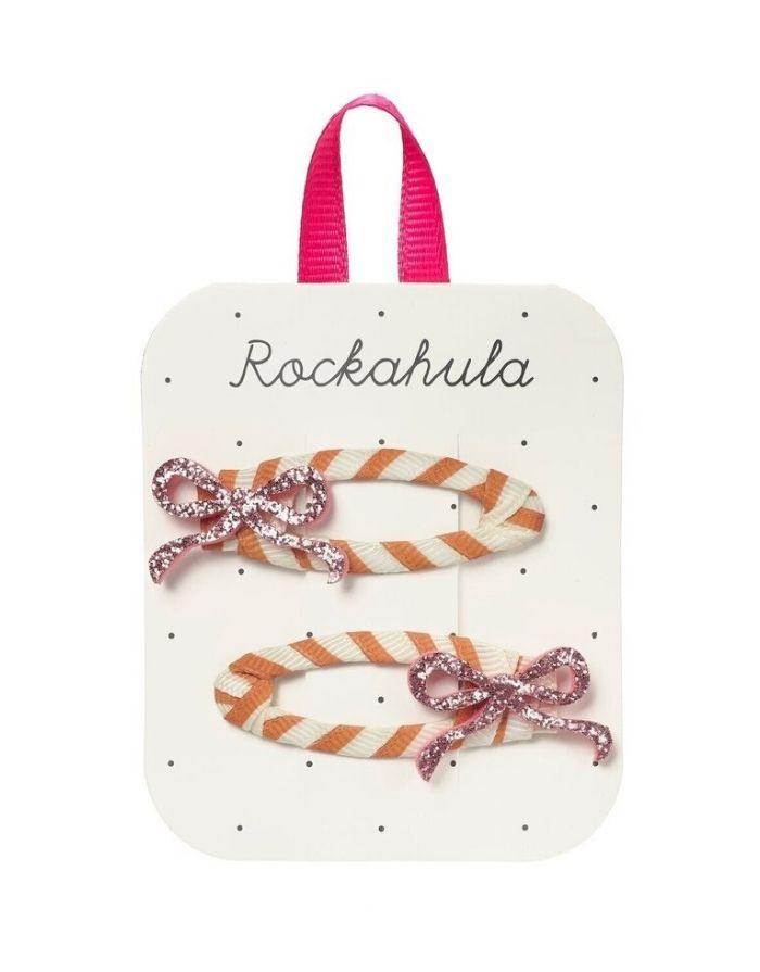 Haarspangen 2-er Set I Stripy Glitter Bow